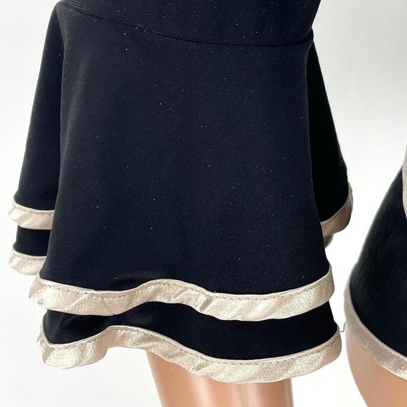 JOSEPH RIBKOFF Flamenco Ruffle Wrap Blouse SIZE 8 Black Ivory Satin Evening Top - Picture 15 of 15